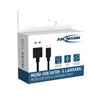 ANSMANN Micro-USB-kabel, 100 cm laadkabel voor smartphone, tablet, smartwatch en andere eindapparaten met micro-USB-poort/kabel voor gegevensoverdracht aan pc, laptop, tablet, enz. - thumbnail