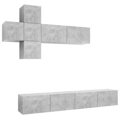 7-delige Tv-meubelset spaanplaat betongrijs