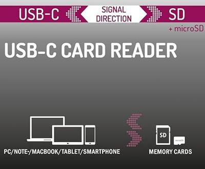 Hama usb-kaartlezer usb-c usb 3.0 sd/microsd alu