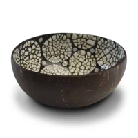Schaaltje kokosnoot - schaaltje Black Eggshell - schaaltje zwart & wit - thumbnail