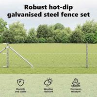 VidaXL Afrasteringspaal zilver 10 x 0,6 m (36 mm gaas) staal - thumbnail