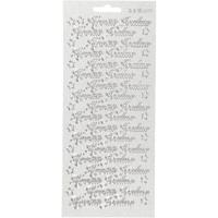 Creativ Company Stickers, hyvää joulua, vel 10x23 cm, zilver, 1 vel - thumbnail