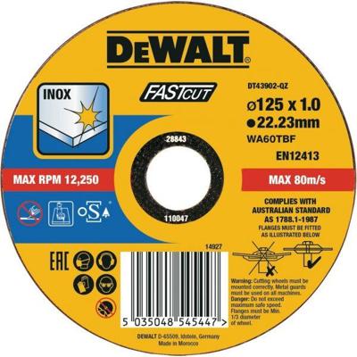DEWALT DT43902 DT43902-QZ Doorslijpschijf recht 125 mm 1 stuk(s) Metaal, RVS, IJzer