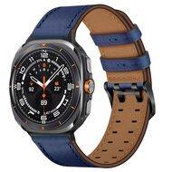 Leren band met twin gesp - Donkerblauw - Samsung Galaxy Watch 8 - 40mm / 44mm - thumbnail