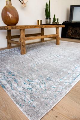 Louis de Poortere - 8927 Mad Men Tribeca Blue - 80x150 cm Vloerkleed