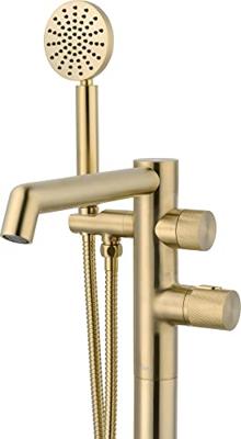 Ben Engraved Cross thermostatische vrijstaande badkraan met gravering geborsteld messing