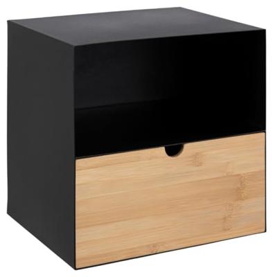 Bendt Zwevend Nachtkastje 'Nonny' kleur Zwart / Bamboe Bendt Zwevend Nachtkastje 'Nonny' kleur Zwart / Bamboe