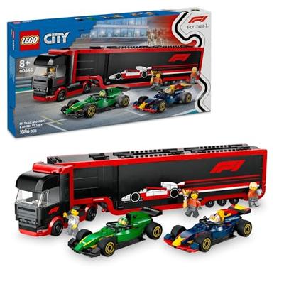 LEGO CITY F1 truck met RB20 en AMR24 F1 auto's 60445 - thumbnail