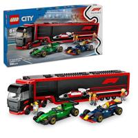 LEGO city 60445 f1 truck met rb20 en amr24 f1 auto&apos;s - thumbnail