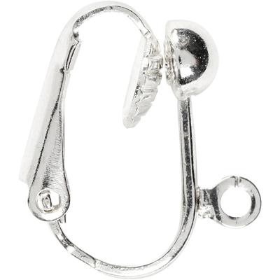 Creativ Company Clip-on oorbellen, l: 16,5 mm, b: 1,5 mm, gatgrootte 1,6 mm, verzilverd, 40 stuk/ 1 doos