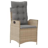 Tuinstoelen 2 st verstelbaar kussens poly rattan gemengd beige - thumbnail