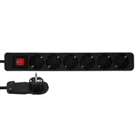 REV 0012626514 Stekkerdoos met schakelaar 6-voudig Zwart Randaarde stekker 1 stuk(s) - thumbnail