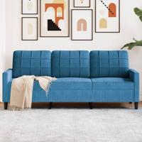 Driezitsbank 180 cm fluweel blauw - thumbnail