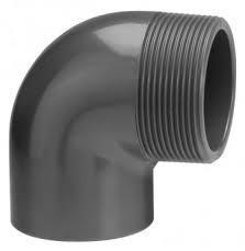 Druk PVC draadknie 90gr - 20mm x 3/4 - 10 bar