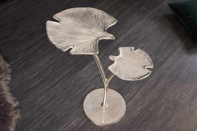 Decoratieve bijzettafel GINKGO LEAFS 50cm zilver handgemaakt metaal - 41788