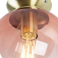 QAZQA Art deco plafondlamp messing met roze glas - Pallon - thumbnail