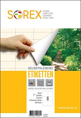 A4 etiketten 105 x 99 mm wit 100 vel Sorex - thumbnail