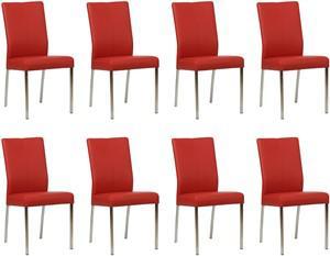 Set van 8 Rode leren moderne eetkamerstoelen Comfort - Toledo Leer Ducati (rood leer)