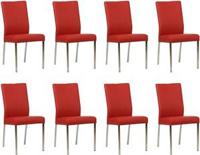 Set van 8 Rode leren moderne eetkamerstoelen Comfort - Toledo Leer Ducati (rood leer) - thumbnail