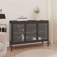 Dressoir 105x35x70 cm staal en glas antracietkleurig - thumbnail