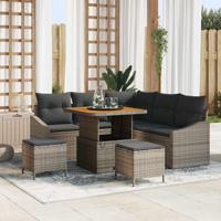 Tuinbankenset met kussen 8 pcs Grijs poly rattan - thumbnail