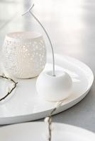 J-Line theelichthouder Geperforeerd - metaal - wit - thumbnail