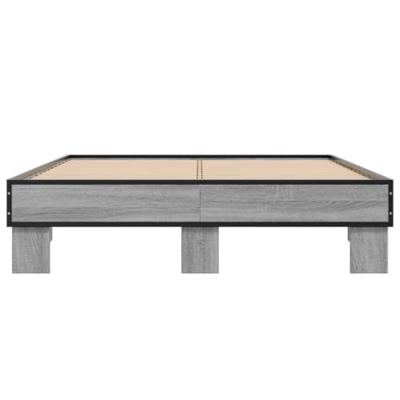 Bedframe bewerkt hout metaal grijs sonoma eiken 120x200 cm