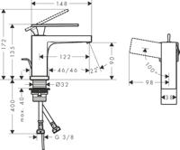 Hansgrohe Tecturis E ééngreeps wastafelkraan 80 CoolStart met PopUp trekwaste, mat zwart - thumbnail