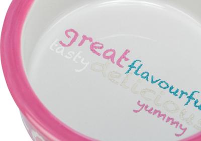 TRIXIE VOERBAK DRINKBAK KERAMIEK ROZE / LICHTGRIJS 12 CM 300 ML