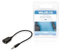 Valueline VLAB22100B02 Jack Stereo Audio Verdeelkabel 3,5 mm Mannelijk - 2x 3,5 mm Vrouwelijk 0,20 M Zwart - thumbnail