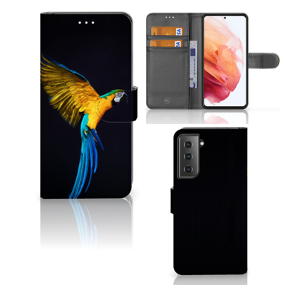 Samsung Galaxy S21 | Telefoonhoesje | Met pasjeshouder | Papegaai