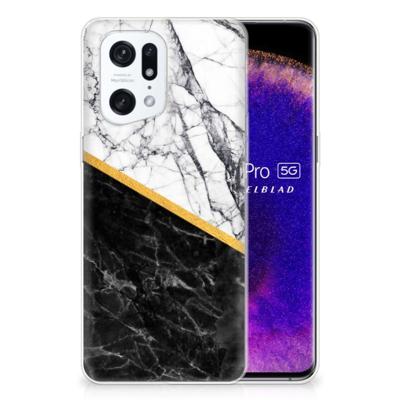 OPPO Find X5 Pro | TPU | Siliconen hoesje | Marmer Wit Zwart - Origineel Cadeau Man