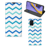 Samsung Galaxy A51 Hoesje met Magneet Zigzag Blauw - thumbnail