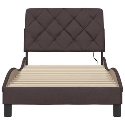 Bedframe met LED zonder matras 80x200 cm stof donkerbruin