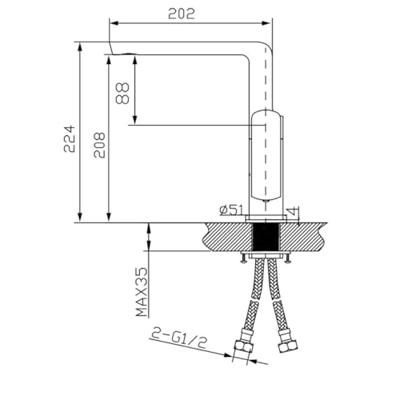 Keukenmengkraan Sapho Mixona 1-Hendel Uitloop Recht 22.4 cm Chroom Sapho