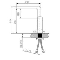 Keukenmengkraan Sapho Mixona 1-Hendel Uitloop Recht 22.4 cm Chroom - thumbnail