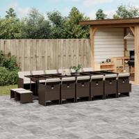 17-delige Tuinset met kussens poly rattan bruin - thumbnail