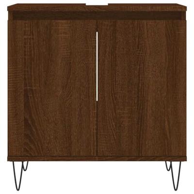 Badkamerkast 58x33x60 cm bewerkt hout bruin eikenkleur