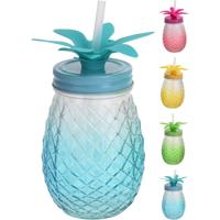 Drinkglas met rietje 400ml Ananas - thumbnail
