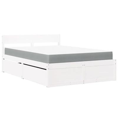 Bed met lades en matras massief grenenhout wit 120x200 cm