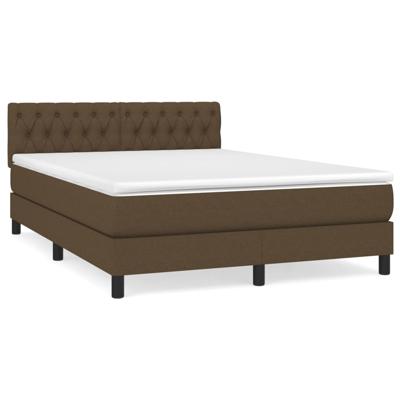 Boxspring met matras stof donkerbruin 140x200 cm - thumbnail