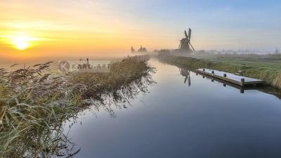 Schilderij - Hollandse ochtend , Multikleur , 2 maten , Wanddecoratie