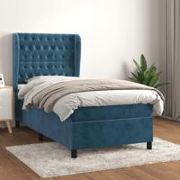 Boxspring met matras fluweel donkerblauw 80x200 cm - thumbnail