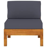 Middenbanken 2 st met donkergrijze kussens massief acaciahout - thumbnail