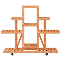 Plantenstandaard met wielen 110x25x101 cm massief vurenhout - thumbnail