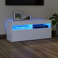 Tv-meubel met LED-verlichting 90x35x40 cm wit - thumbnail