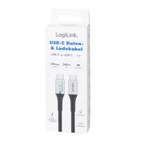 LogiLink CU0442 USB-C-kabel USB 3.2 Gen2x2 USB-C stekker 1.00 m Zwart Met LED, 4K UHD, Stekker past op beide manieren - thumbnail