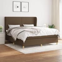 Boxspring met matras stof donkerbruin 180x200 cm - thumbnail