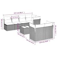 8-delige Loungeset met kussens poly rattan zwart - thumbnail