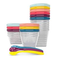Set van 12 hermetisch afgesloten bakjes + 3 soepele lepels BABYMOOV Babydols Multi Set meerdere kleuren - thumbnail